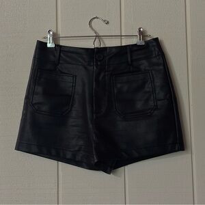Anthropologie Colette Faux Leather Shorts in Black Size 29